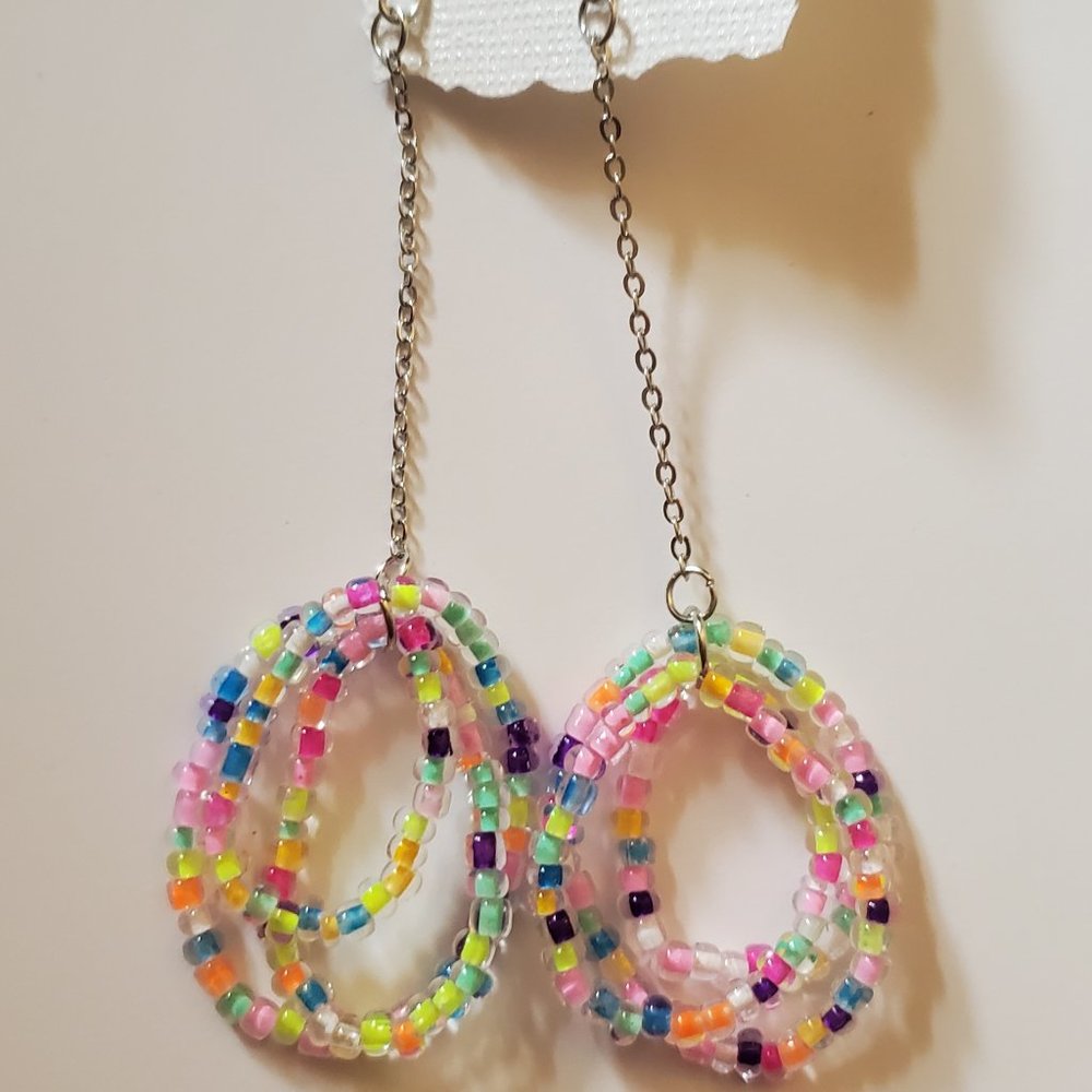 Neon beaded dangle earrings